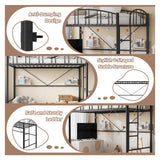 GarveeHome Loft Bed Twin Size, Heavy Duty Metal Loft Bed Frame with Arched Guardrail and Safety Ladder, Space-Saving, No Box Spring Needed, Modern Black GarveeHome