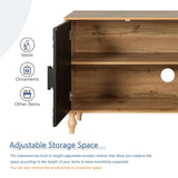 WILSHINE Sideboard Buffet Credenzas for Living Room, 63" Black Entryway Table with Storage Accent Cabinet, Carved Flowers Doors & Wire Holes WILSHINE