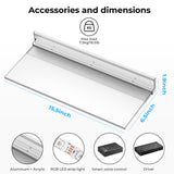 VST Floating Shelf with RGB Light, Compatible with Alexa Google Assistant App Remote Control, Handwave ON/Off, Metal Wall Mounted Light Emitting Shelves for Living Room Bathroom Bedroom, 2set VST