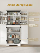 Kitchen Pantry Storage Cabinet 72” Tall, Bathroom Storage Cabinet with 4 Adjustable Shelves and 1 Drawer, Metal Storage Cabinet Freestanding Cupboard for Kitchen, Dining Room, Bathroom (White) Sunny Heart
