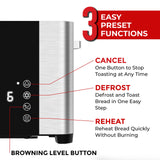 Mueller UltraToast Full Stainless Steel Toaster 4 Slice, Long Extra-Wide Slots with Removable Tray, Cancel/Defrost/Reheat Functions, 6 Browning Levels with LED Display, Kitchen Essentials & Gadgets Mueller