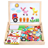 Wooden Toy Magnetic Board Puzzle Games , Double Side Jigsaw &Drawing Sketchpad Writing Dry Erase Board Chalkboard Educational Toys for Kids Angelo home