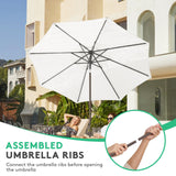 JEAREY 10FT Outdoor Patio Umbrella Outdoor Table Umbrella with Push Button Tilt and Crank, Market Umbrella 8 Sturdy Ribs UV Protection Waterproof for Pool, Garden (Creamy-white) JEAREY