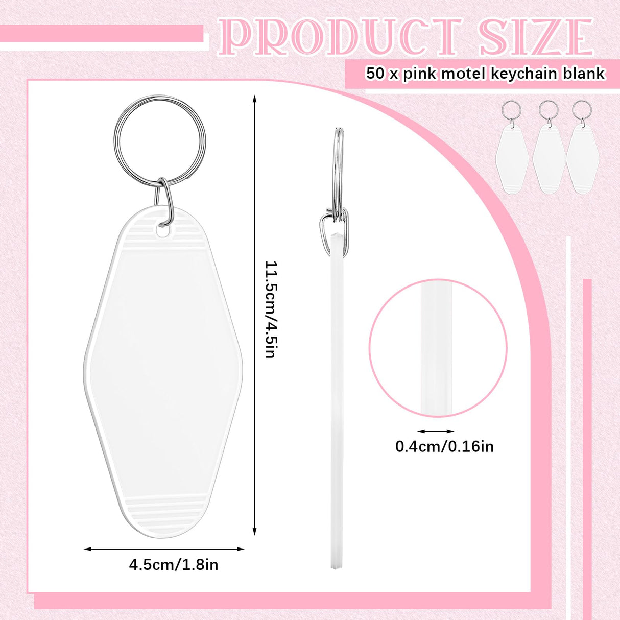 Pinkunn 50 Pcs Motel Keychain Blank Hotel Keychain Sublimation Vintage Keychain Bulk for DIY Crafts Ornament (White) Pinkunn