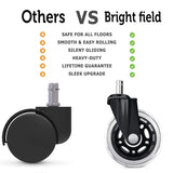 Office Chair Caster Wheels Set of 5 Heavy Duty & Safe for All Floors Including Hardwood 3" Rubber Replacement for Desk Floor Mats BF BRIGHTFIELD