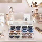 BOPai Acrylic Sunglasses Organizer with Lid, Stackable Glasses Storage Organizer - 2 Pack BOPai