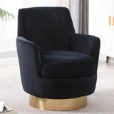 LUCKHAO Swivel Barrel Chair Set of 2,Modern Velvet Upholstered Round Swivel Accent Chairs with Tall Backrest,360 Degree Single Sofa Chair Armchair for Living Room, Black LUCKHAO