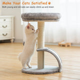 Goozii Small Cat Tree Tower with Scratching Post, Modern Kitten Tower for Indoor Cats, Short Carpet Sisal Cat Scratcher Stand with Large Bed Perch, Scratch Ramp, Toy Ball for Kitty Play (Grey) Goozii