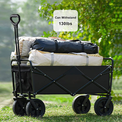 XKZG Collapsible Folding Wagon, Beach Cart Large Capacity, Heavy Duty Folding Wagon Portable, Collapsible Wagon for Sports, Shopping, Camping (Black) - WoodArtSupply