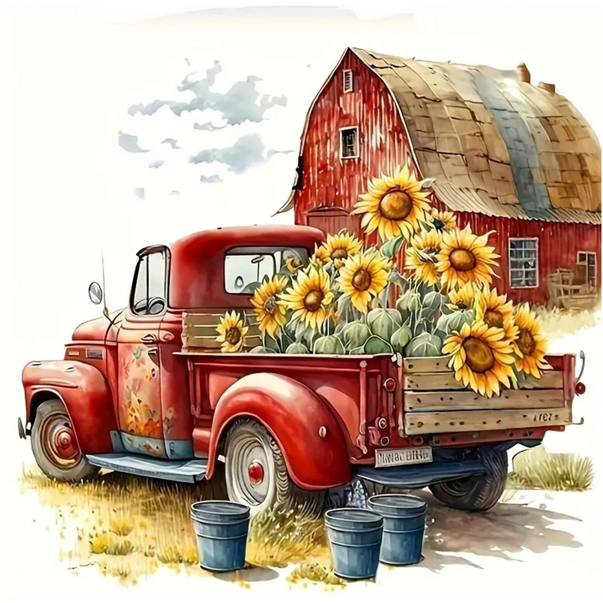 CXYQLC DIY 5D Diamond Painting Kits for Adults, Diamond Painting Full Drill Crystal Rhinestone Embroidery Craft Kits for Home Wall Decor Gifts 11.8x15.8inch(Farm Truck Flowers) CXYQLC