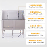 CO-Z 50” Dog Bathing Station for Large Dogs, Professional Dog Grooming Tub Pet Dog Washing Station for Home, Large Dog Bathtub with 304 Stainless Steel Tank, Removable Floor Grate, Steps, Faucet CO-Z