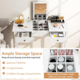 COSTWAY Vanity Desk with Flip Top Mirror, Dressing Table with 2 Drawers & 9 Storage Compartments, 44’’ Modern Makeup Desk for Girls Women Bedroom Dressing Room, White COSTWAY