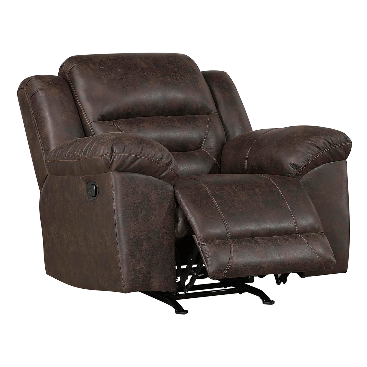 Lexicon Rocker Recliner Chair for Living Room, Wall Hugger Manual Recliner Chairs, Textured Microfiber Upholstered Rocking Reclining Chair, Home Theater Seating, Required Assembly, Dark Brown Lexicon