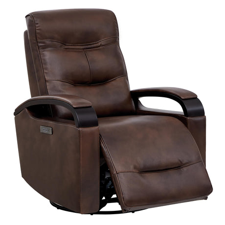 CHITA Genuine Leather Power Swivel Glider Rocker Recliner, FSC Certified Mid Century Modern Recliner Chair for Adults, Adjustable Power Headrest, for Nursery and Living Room, Cognac Brown CHITA