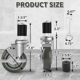 Besitu 4 inches Prep Table Wheels Set of 4, 1-1/2" Expanding Stem Caster with Side Brake for Stainless Steel Table, Cart, Furniture Legs, Commercial Kitchen Appliances, Workbench Besitu