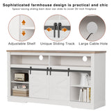 YESHOMY Fireplace TV Stand for Television up to 65+ Inch with Storage and Farmhouse Sliding Barn Doors, Entertainment Center with Cabinet and Shelves, Media Console for Living Room, White YESHOMY