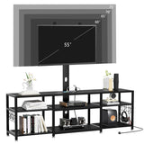 VECELO TV Stand with Mount and Power Outlet, Height Adjustable Entertainment Center with Storage Shelves for 32/55/65/70/75 inches Televisions, Console Table for Living Room, Bedroom, Matte Black VECELO