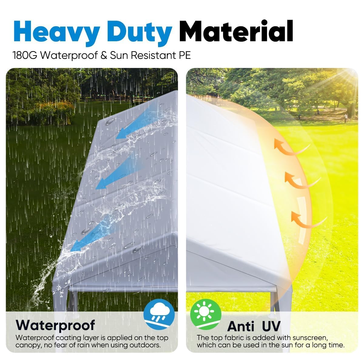 Quictent 10x20 ft Heavy Duty Carport Car Canopy Garage Outdoor Boat Shelter Party Tent with Sidewalls and Rollable Windows -White Quictent