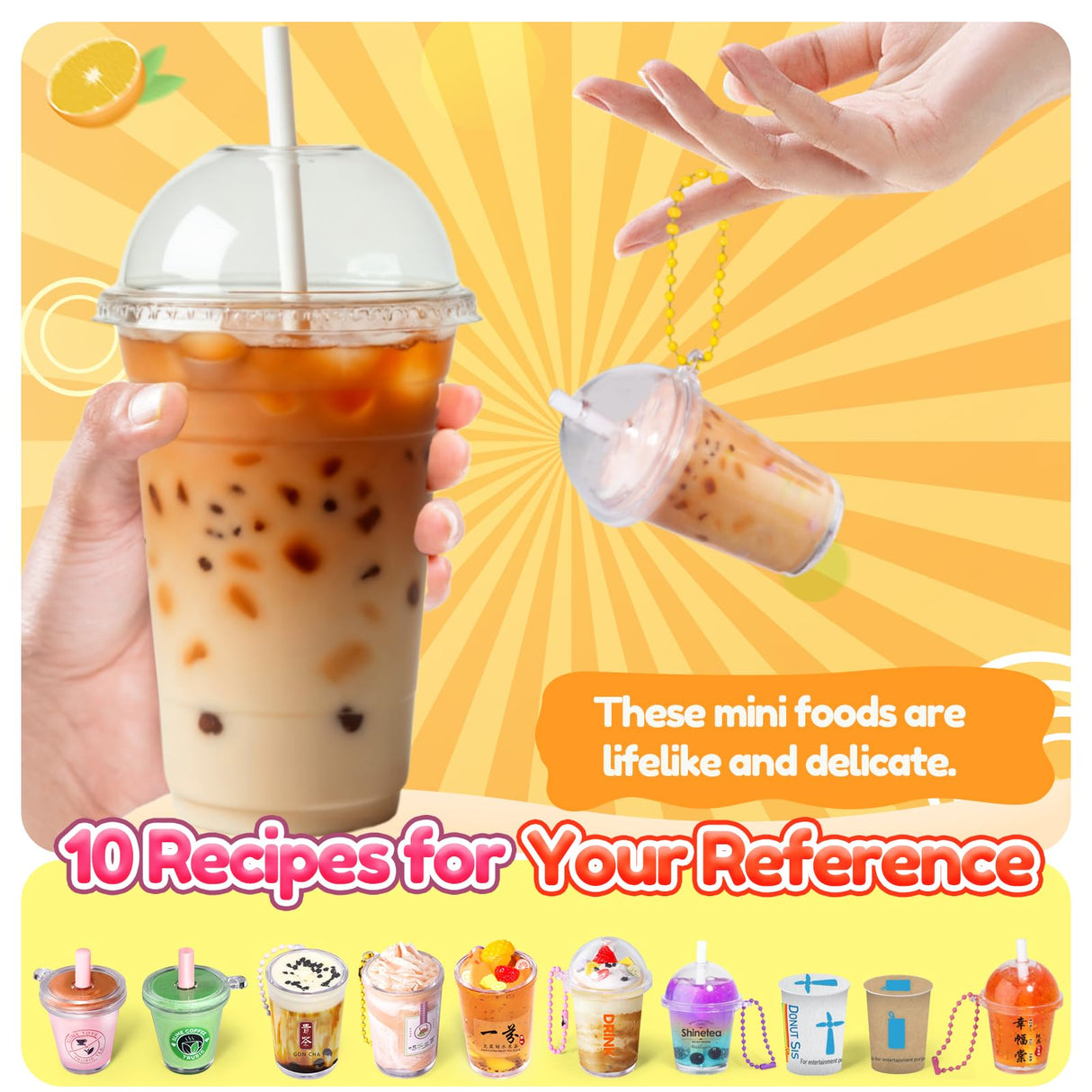 Trubic Miniature Cafe & Boba Tea Slime Making Kit for Girls Ages 8-12, 53PCS Mini Coffee & Bubble Tea Dessert Cup, DIY Pretend Play Food Set, Kitchen Toys, Birthday Party Gift for Kids 6 7 9 10 11 Trubic