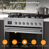 Empava Freestanding & Slide-In Gas Range, 5.0 Cu. Ft, Single Oven with 5 Sealed High-Low Burners & Touch Timer, Heavy Duty Continuous Grates in Stainless Steel, 30 Inch Empava