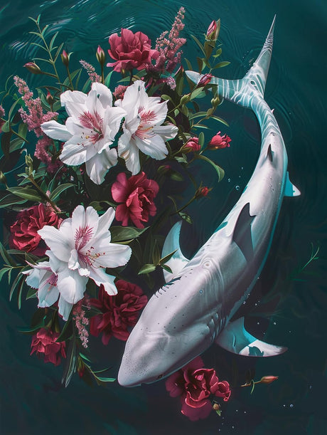 SKRYUIE Paint by Numbers Sharks for Adults, Acrylic Oil Painting by Numbers Kits for Beginner with Paintbrushes Brushes Art Crafts Canvas for Home Decor 16x20 inch / 40x50 cm B63496 SKRYUIE