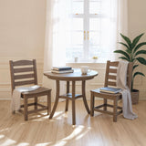 3 PCS Outdoor Patio Bistro Set, HDPE Round Dining Table with 1.77" Umbrella Hole and 2 Chairs, All-Weather Patio Coffee Table and Chairs Set for Balcony, Garden, Porch, Backyard, Commercial, Dark Oak Yatelonllvn