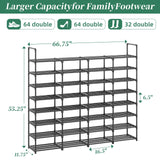 Simple Trending 8-Tier Shoe Rack Large Capacity 64 Pairs Tall Shoe Shelf, Sturdy Metal Shoe Organizer for Entryway, Closet, Bedroom, Black Simple Trending
