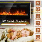 Breezestival 70" Fireplace TV Stand with Two Hinged Doors for TVs UP to 80", Electric Fireplace Entertainment Center with LED Lights & Storage Cabinets, TV Console for Living Room, Black Breezestival