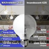 MAXvolador G25 LED Globe Light Bulb 60W Equivalent, Daylight White 5000K E26 Vanity Light Bulbs for Bathroom Makeup Mirror, Round Bulb Non-Dimmable 8-Pack MAXvolador