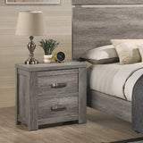 Roundhill Furniture Floren Contemporary Weathered Gray Wood Bedroom Set, Queen Panel Bed, Dresser, Mirror, Two Nightstands, Chest Roundhill Furniture