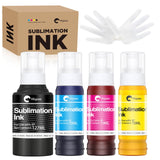 Hiipoo Sublimation Ink Refilled Bottles Compatible for ET2400 ET2720 ET2760 ET2750 ET4800 ET-2800 ET-2803 ET-2850 Inkjet Printers Heat Press Transfer on Mugs T-Shirts Hiipoo