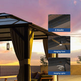 Jolydale 12'x16' Hardtop Gazebo, Outdoor Polycarbonate Double Roof Canopy, Aluminum Frame Permanent Pavilion with Curtains and Netting, Sunshade for Garden, Patio, Lawns Jolydale