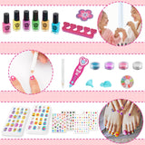 BATTOP Kids Nail Polish Set for Girls, Nail Art Kits with Nail Dryer & Glitter Pen, Quick Dry & Peel Off & Non-Toxic Nail Polish, Christmas Birthday Gifts for Girls Ages 6 7 8 9 10 11 12 BATTOP