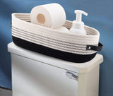 Oradrem Cotton Rope Toilet Basket Bathroom Decor Baskets, Toilet Paper Holder Basket, Farmhouse Home Decor Organizing Small Baskets 13"x5.9"x4" Black Oradrem