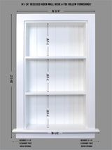 Fox Hollow Furnishings 14x24 Aiden Recessed Wall Niche Medicine Cabinet Replacement, in The Wall Bathroom Cabinet Insert Shelf/Shelves, Made in North America, Real Wood, NO MDF, Beadboard, White Fox Hollow Furnishings