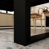 WOODTIME 86.6" W Dining Table for 8-10 People, Versatile Modern Wooden Dinner Table Kitchen Table for Dining Room Conference Room, Black & Brown WOODTIME