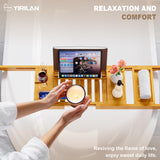 Yirilan Bamboo Bathtub Tray Caddy, Expandable Wooden Bathroom Tray, Luxury Bamboo Bathtub Tray, Bath Tub Table Caddy, Bamboo Yirilan