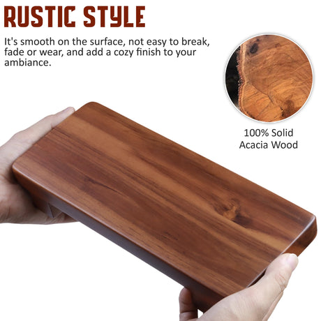 Acacia Wood Pedestal Soap Stand 9.8x4 Inches, 100% Solid Wood Riser, Rustic Candle Plant Holder, Soap Dish Holder Decor, Display Rectangular Tray for Kitchen Bathroom Counter Sink Farmhouse Decor Demigo