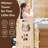 FOBIG Collapsible Toddler Kitchen Step Stool With Chalkboard, Safety Rail, and Standing Tower for Kids 1-3 FOBIG