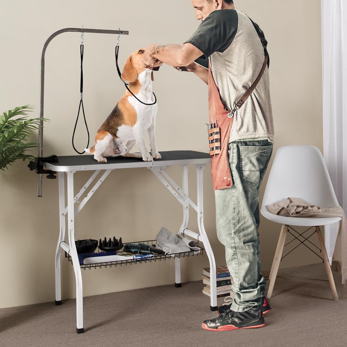 Yaheetech Professional 36-inch Foldable Pet Grooming Table with Arm & Noose & Mesh Tray, Maximum Capacity Up to 220lbs Yaheetech