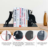 Gift for Dad, Cat Book Ends for Shelves, Decorative Book Ends with Pen Holder, Fun Unique Bookends, Cool Black Cat Bookends, Home Office Desk Bookshelf Decor, for Dad and Lover ENCIMART