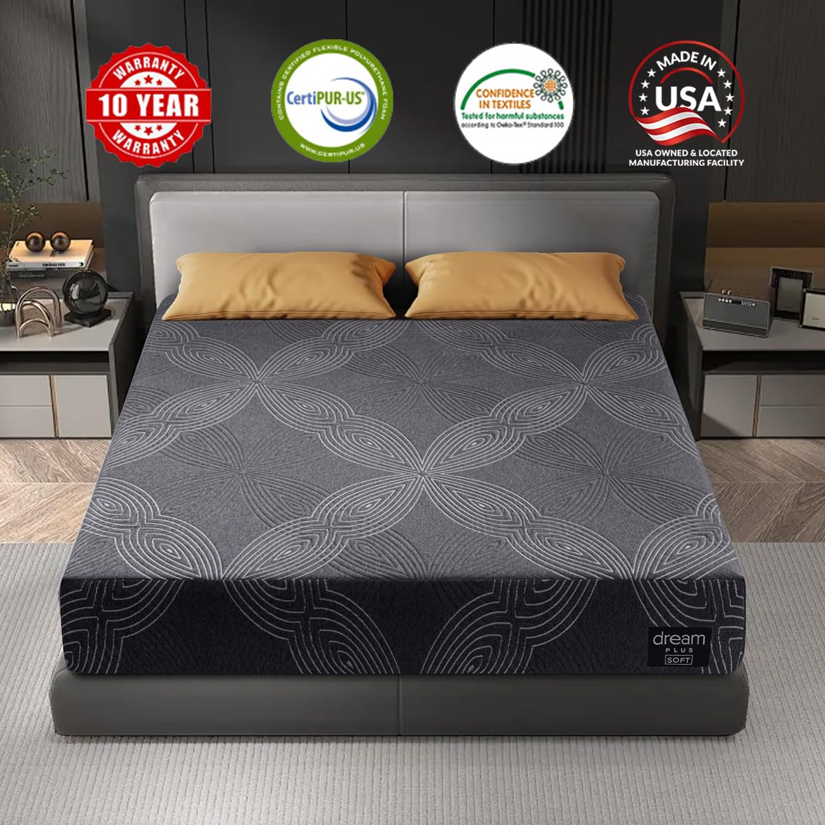 Queen Mattress Soft Plush,10 Inch Memory Foam Mattress in a Box,Cooling Gel Foam&Pressure Relief,Made in USA,CertiPUR-US Certified,Queen Size Bed,80" X 60" X 10" (10 Inch-plush, Queen (U.S. Standard))