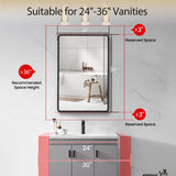 Habison Bathroom Medicine Cabinet with Mirror, 20x30 inch Metal Black Recessed Medicine Cabinet with 3 Adjustable Metal Shelves, Rounded Rectangle Storage Cabinet Habison