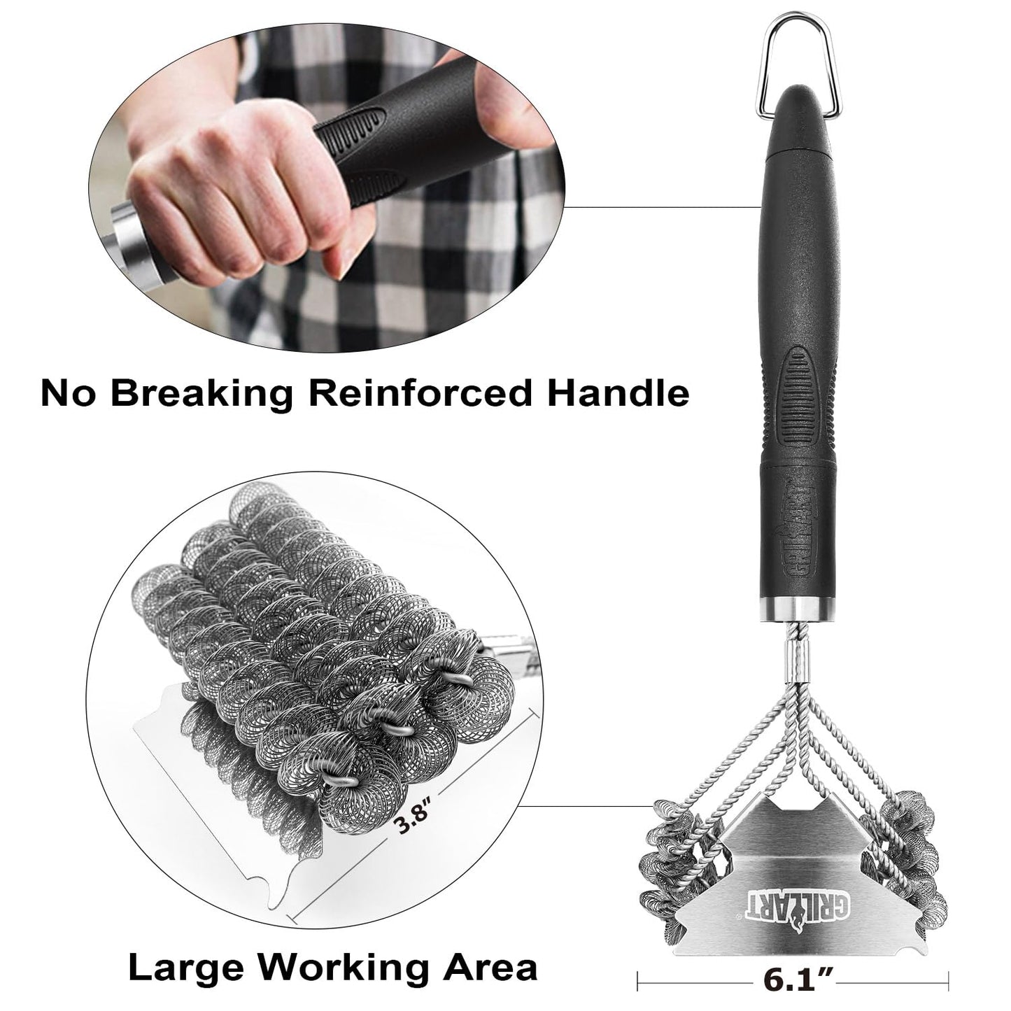 GRILLART Grill Brush and Scraper Bristle Free - Safe BBQ Brush for Grill -Stainless Grill Grate Cleaner - Safe Grill Accessories for Porcelain/Weber Gas/Charcoal Grill - Gifts for Grill Wizard/Men/Dad