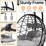 Double Egg Chair Outdoor with Stand & Adjustable Canopy, Extra Large 2 Person Patio Egg Chair with Leg Rests, Hanging Swing Chair with Thickened Cushion, Swinging Love Seat for Outdoor Patio (HQH) VIXLON