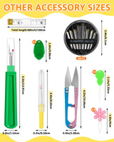 FIVEIZERO Thimble Kit– Sewing Thimbles for Hand Sewing, Metal Finger Protectors, Thimble Ring for Quilting, Includes Needle Threader, Embroidery Needles, Seam Ripper, Measuring Tape and Thread Snips FIVEIZERO