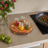 Demigo Round Wood Riser Board 9.5 inches, Natural Acacia Wood, Farmhouse Plant Holder, Multi-Purpose Display Stand, Wooden Pedestal for Soap, Plants, Candles, Countertop, Kitchen, Bathroom Demigo