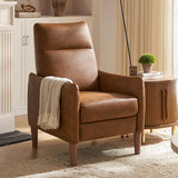 mopio Arthur Recliner Chair with 3 Positions, Accent Armchair, Mid Century Modern Reading Chair, High Back Padded Support Comfy Sleeper Armchair (Pecan Brown Faux Leather) mopio