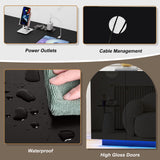 Anbuy Buffet Cabinet with LED Lights Sideboard with Storage Coffee Bar with Charging Station Buffet Cabinet with High Gloss Doors for Kitchen, Bedroom, Living Room (Black LED) Anbuy