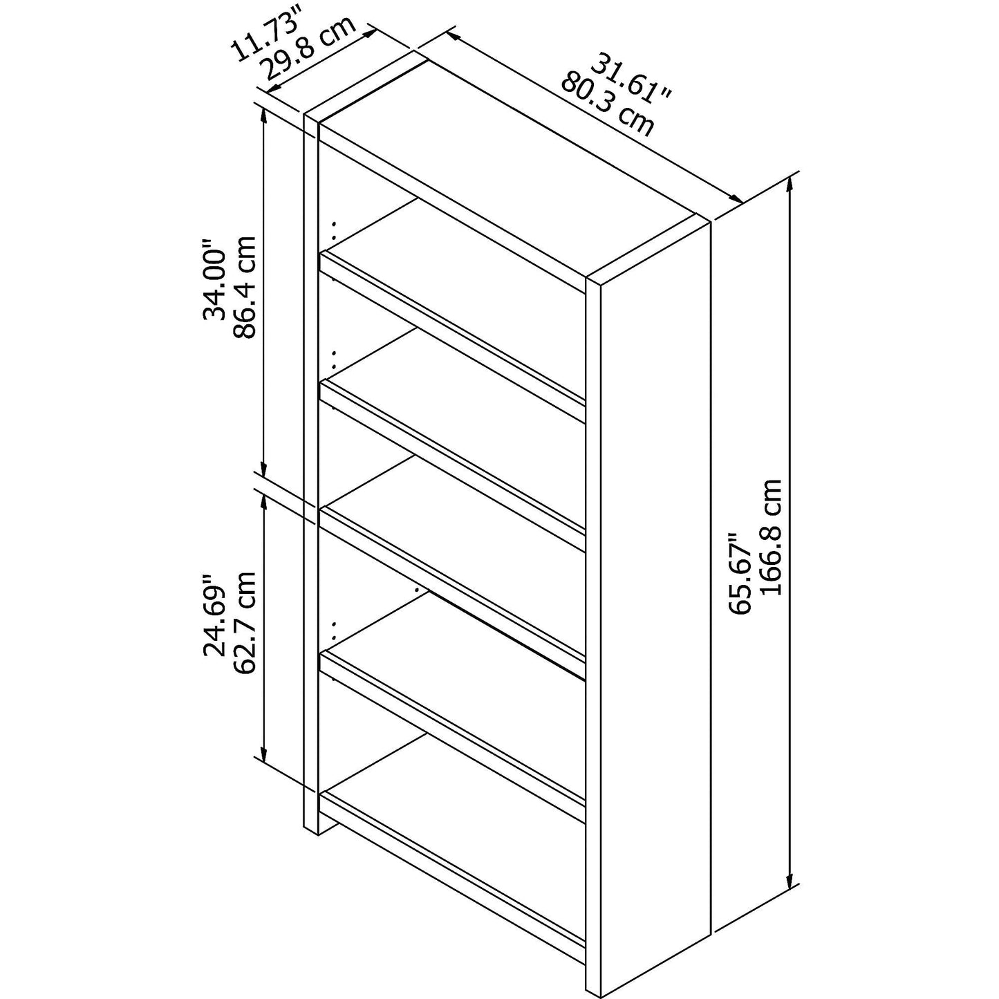 Office by kathy ireland KI60204-03 Echo 5 Shelf Bookcase, Gray Sand - WoodArtSupply